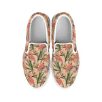 Vintage Flamingo Pattern Print White Slip On Shoes