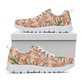 Vintage Flamingo Pattern Print White Running Shoes