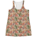 Vintage Flamingo Pattern Print Women's Racerback Tank Top