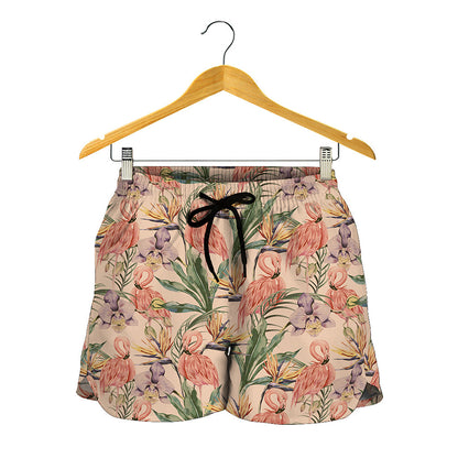 Vintage Flamingo Pattern Print Women's Shorts