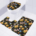 Vintage Floral Flower Pattern Print 3 Piece Bath Mat Set