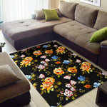 Vintage Floral Flower Pattern Print Area Rug GearFrost