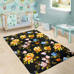 Vintage Floral Flower Pattern Print Area Rug GearFrost