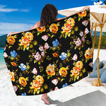 Vintage Floral Flower Pattern Print Beach Sarong Wrap