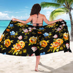 Vintage Floral Flower Pattern Print Beach Sarong Wrap