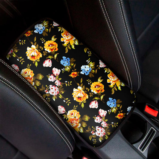 Vintage Floral Flower Pattern Print Car Center Console Cover