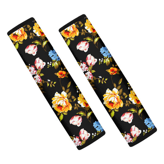 Vintage Floral Flower Pattern Print Car Seat Belt Covers