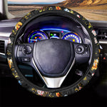 Vintage Floral Flower Pattern Print Car Steering Wheel Cover
