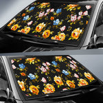 Vintage Floral Flower Pattern Print Car Sun Shade GearFrost