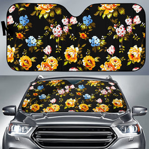 Vintage Floral Flower Pattern Print Car Sun Shade GearFrost