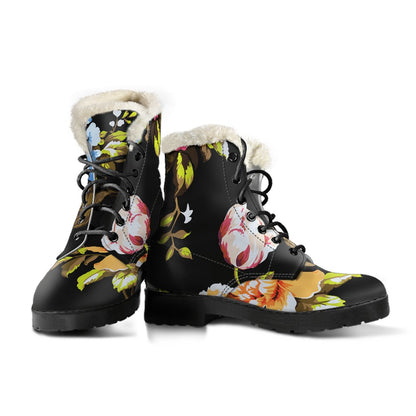 Vintage Floral Flower Pattern Print Comfy Boots GearFrost