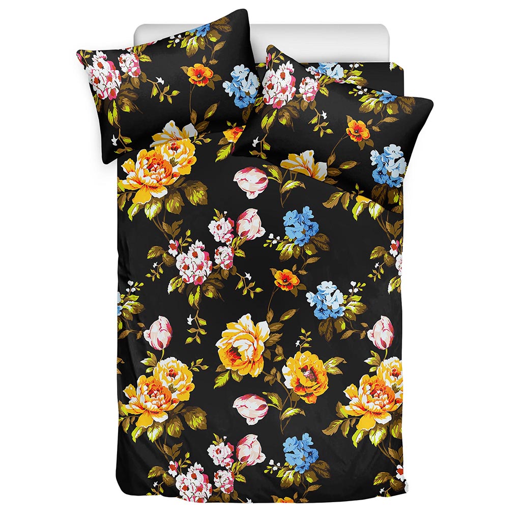 Vintage Floral Flower Pattern Print Duvet Cover Bedding Set