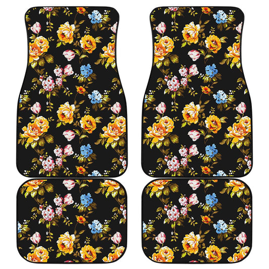 Vintage Floral Flower Pattern Print Front and Back Car Floor Mats