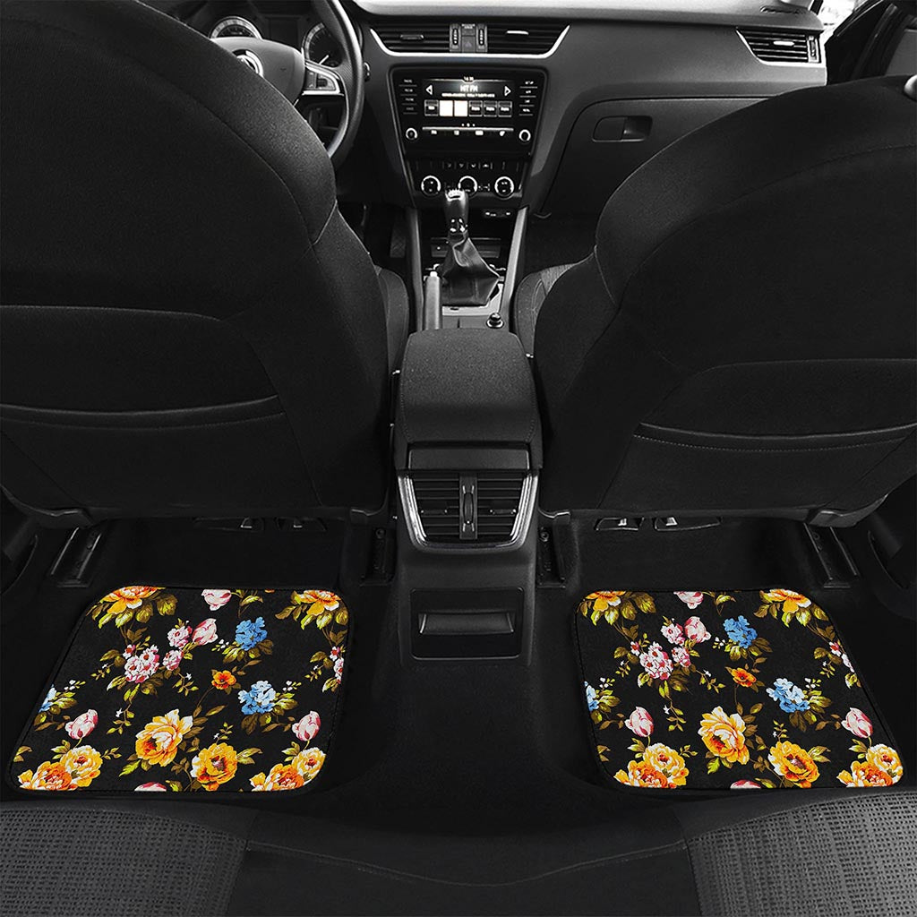 Vintage Floral Flower Pattern Print Front and Back Car Floor Mats