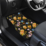 Vintage Floral Flower Pattern Print Front and Back Car Floor Mats