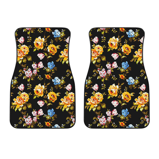 Vintage Floral Flower Pattern Print Front Car Floor Mats