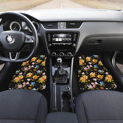 Vintage Floral Flower Pattern Print Front Car Floor Mats