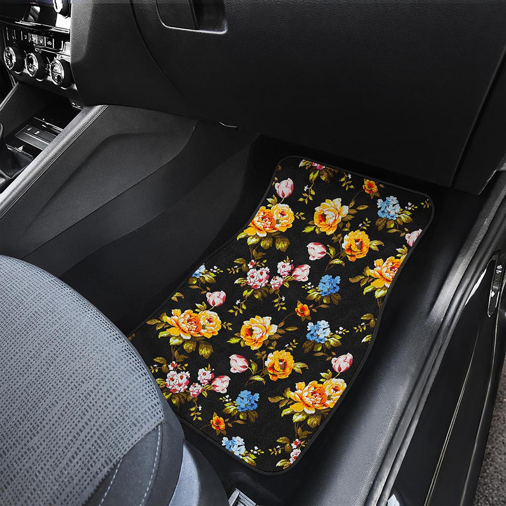 Vintage Floral Flower Pattern Print Front Car Floor Mats