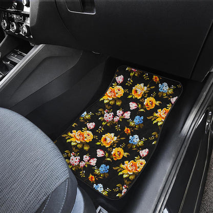 Vintage Floral Flower Pattern Print Front Car Floor Mats