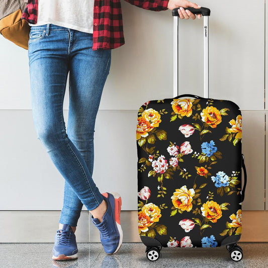 Vintage Floral Flower Pattern Print Luggage Cover GearFrost