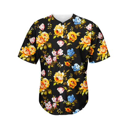 Vintage Floral Flower Pattern Print Men's Baseball Jersey