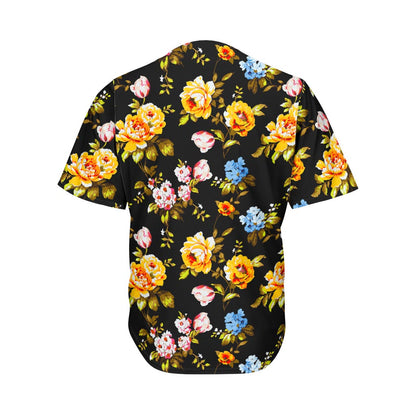 Vintage Floral Flower Pattern Print Men's Baseball Jersey