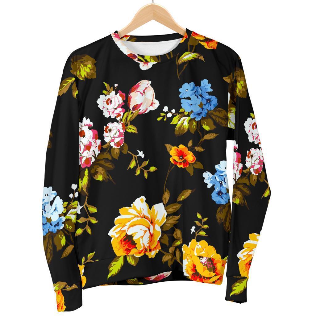 Vintage Floral Flower Pattern Print Men's Crewneck Sweatshirt GearFrost