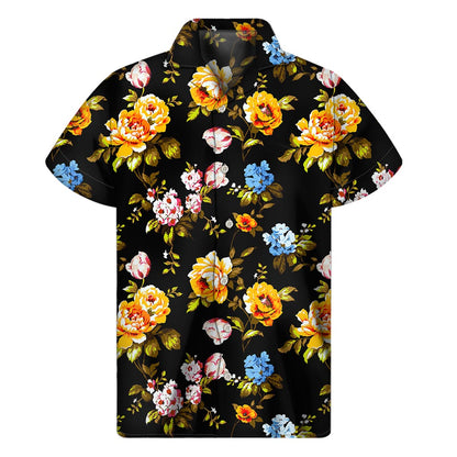 Vintage Floral Flower Pattern Print Men's Short Sleeve Shirt