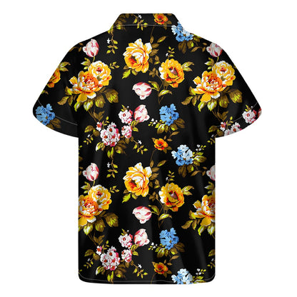 Vintage Floral Flower Pattern Print Men's Short Sleeve Shirt