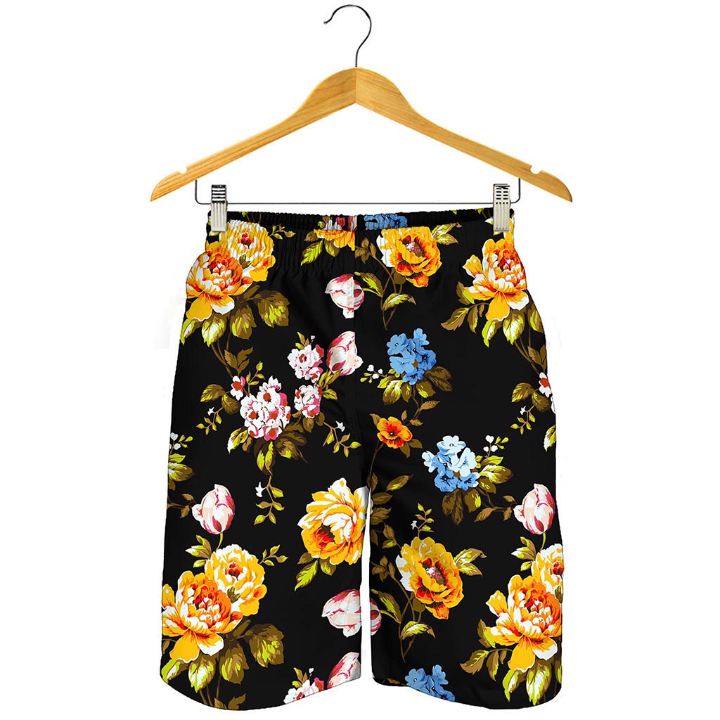Vintage Floral Flower Pattern Print Men's Shorts