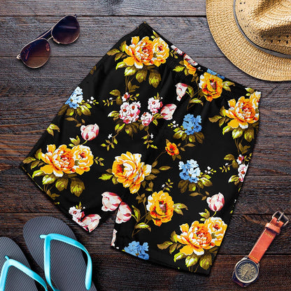 Vintage Floral Flower Pattern Print Men's Shorts