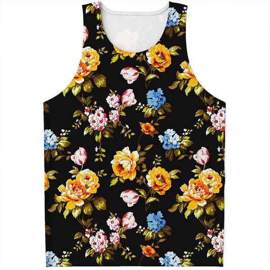 Vintage Floral Flower Pattern Print Men's Tank Top