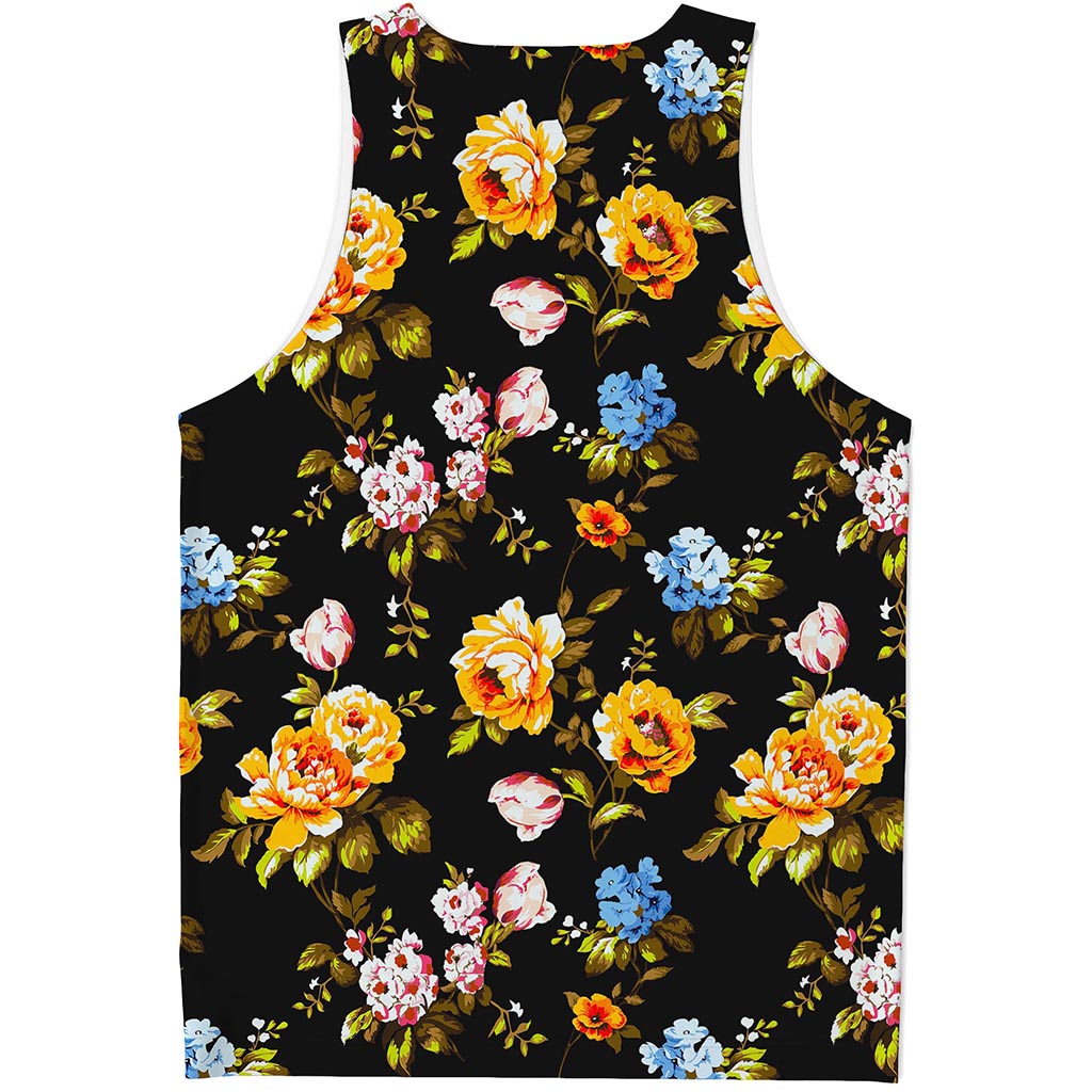 Vintage Floral Flower Pattern Print Men's Tank Top