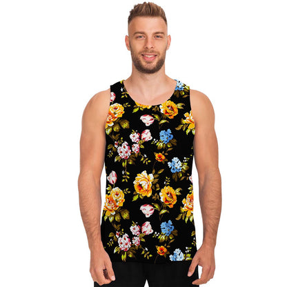 Vintage Floral Flower Pattern Print Men's Tank Top