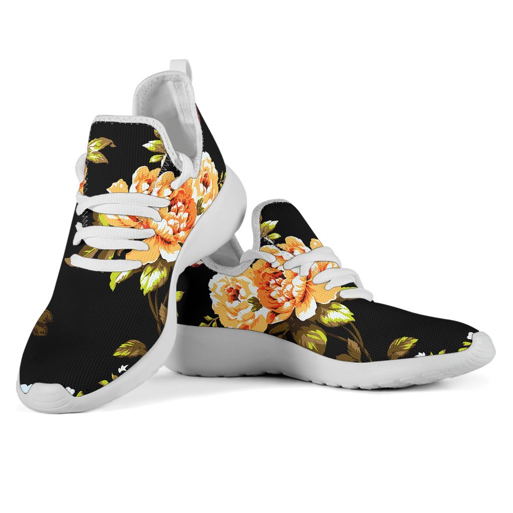 Vintage Floral Flower Pattern Print Mesh Knit Shoes GearFrost