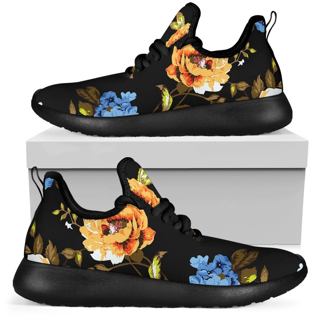 Vintage Floral Flower Pattern Print Mesh Knit Shoes GearFrost