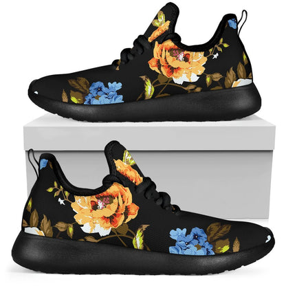 Vintage Floral Flower Pattern Print Mesh Knit Shoes GearFrost