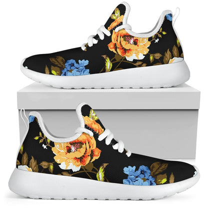 Vintage Floral Flower Pattern Print Mesh Knit Shoes GearFrost
