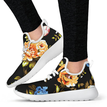Vintage Floral Flower Pattern Print Mesh Knit Shoes GearFrost