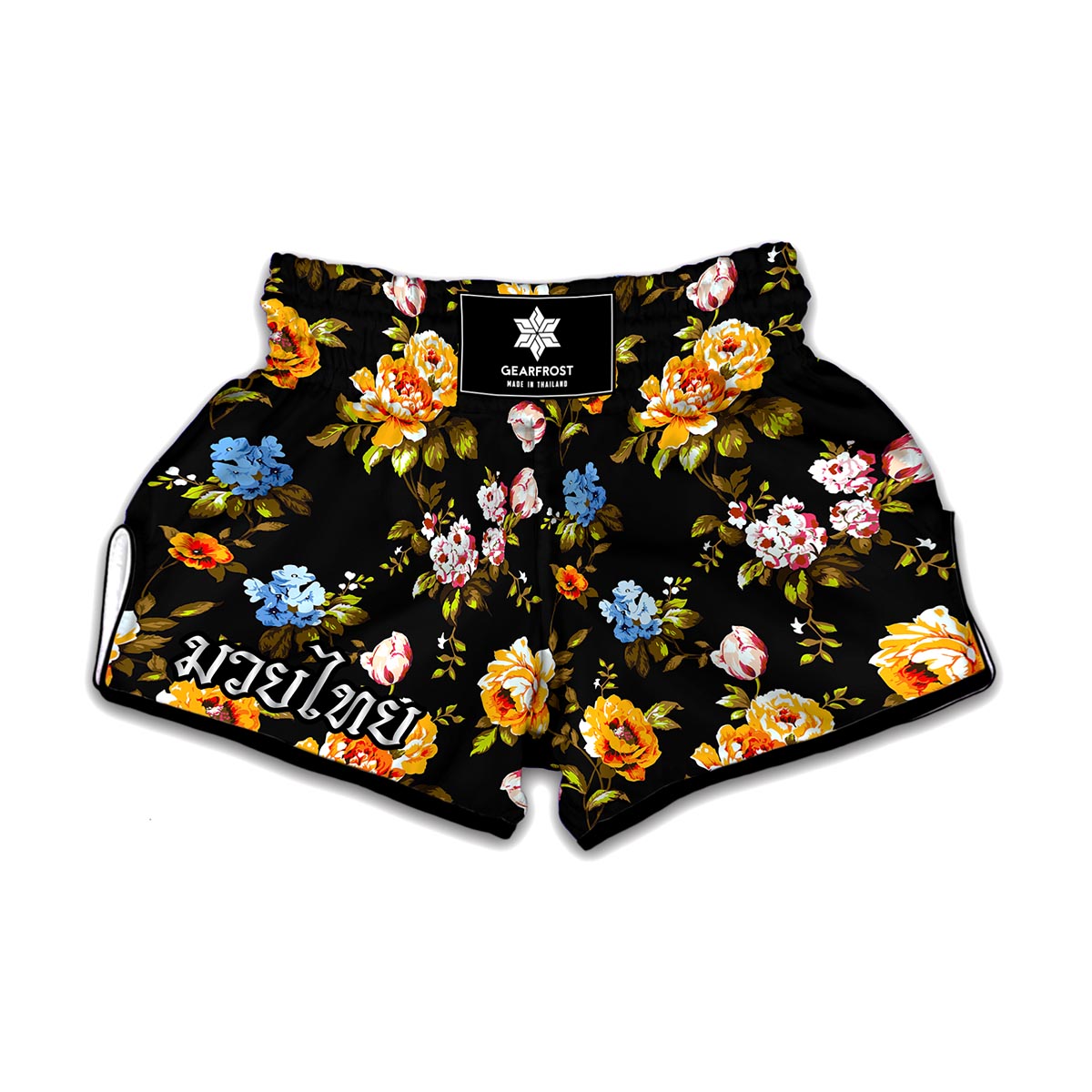 Vintage Floral Flower Pattern Print Muay Thai Boxing Shorts