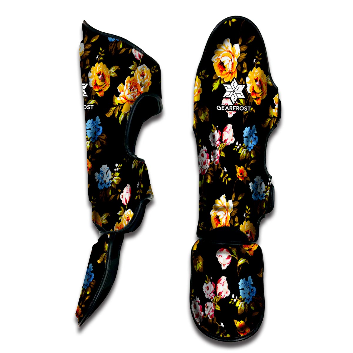 Vintage Floral Flower Pattern Print Muay Thai Shin Guard