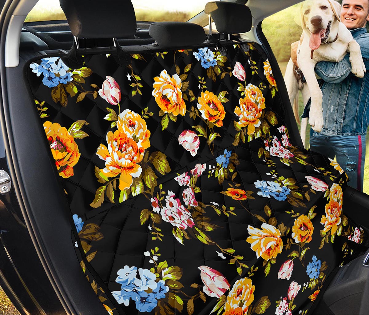 Vintage Floral Flower Pattern Print Pet Car Back Seat Cover