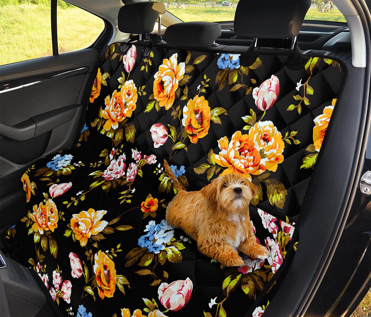 Vintage Floral Flower Pattern Print Pet Car Back Seat Cover