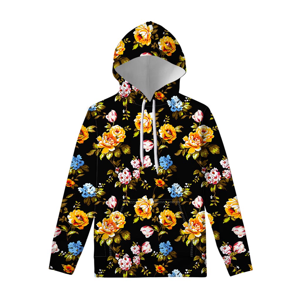 Vintage Floral Flower Pattern Print Pullover Hoodie