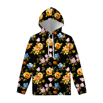 Vintage Floral Flower Pattern Print Pullover Hoodie