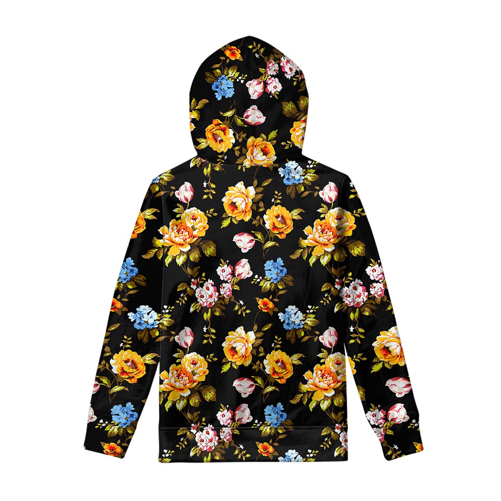 Vintage Floral Flower Pattern Print Pullover Hoodie