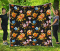 Vintage Floral Flower Pattern Print Quilt