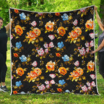 Vintage Floral Flower Pattern Print Quilt