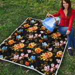 Vintage Floral Flower Pattern Print Quilt