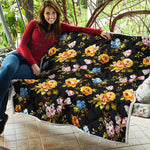 Vintage Floral Flower Pattern Print Quilt